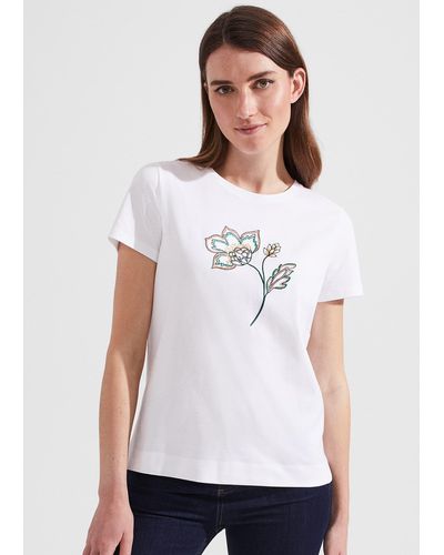 Hobbs Jamie Cotton Embroidered T-shirt - White