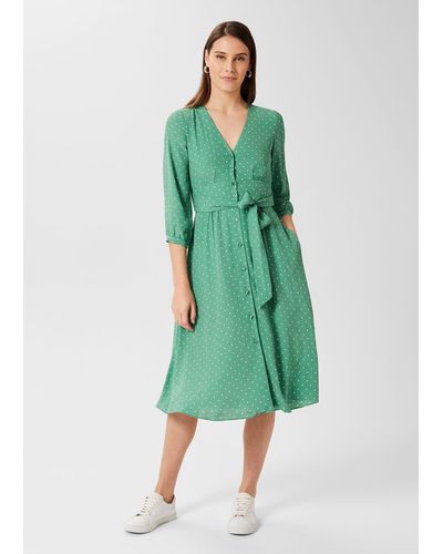 Hobbs Magnolia Belted Dress - Green