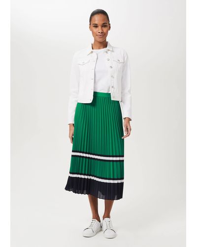 Hobbs green pleated skirt sales