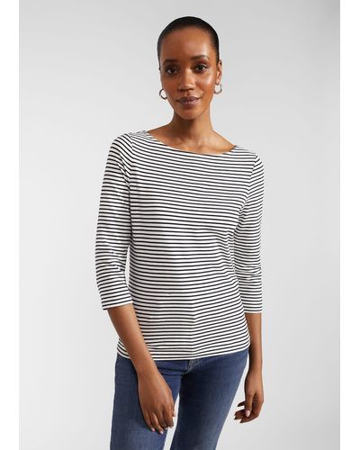 Hobbs Mallory Cotton Blend Striped Top - Grey