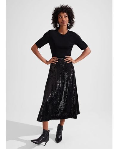 Hobbs Greta Sequin Skirt - Black