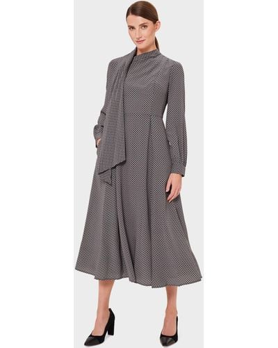 Hobbs Eleanora Silk Dress - Grey