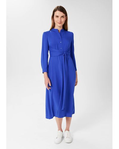 Hobbs Meadow Belted Fit And Flare Dress - Blue