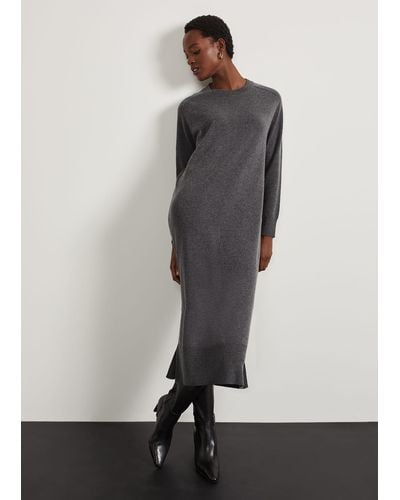 Hobbs Geneva Knitted Dress With Cashmere - Grey
