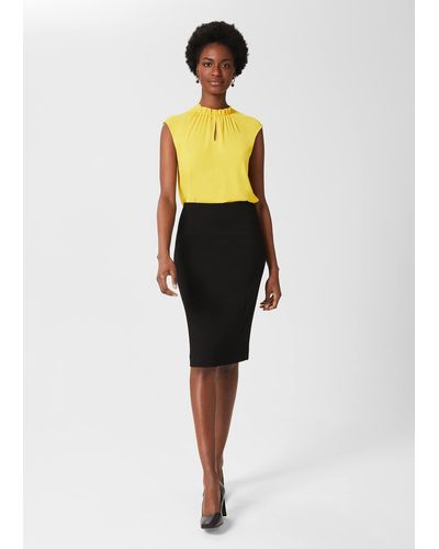 Black pencil skirt yellow top cheap