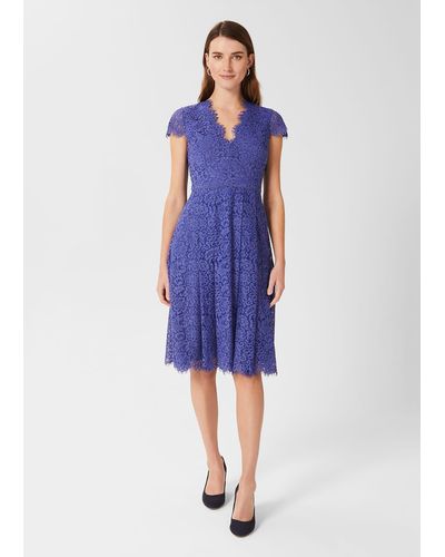 Hobbs Anastasia Lace Fit And Flare Dress - Blue