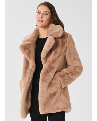 Hobbs Bethany Faux Fur Coat - Natural