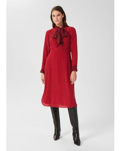 Hobbs Maribella Silk Dress - Red
