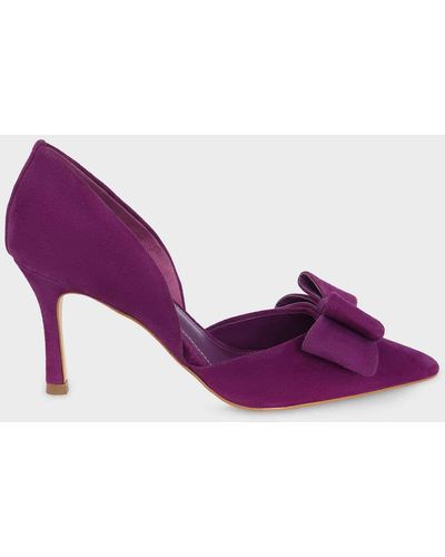 Hobbs Elva Suede Bow Court Shoes - Purple