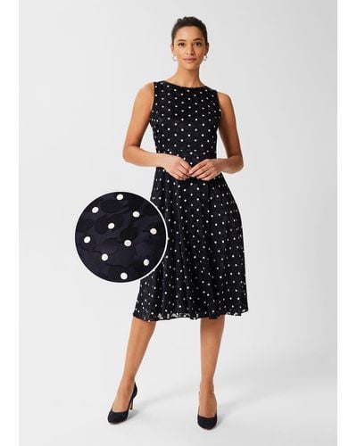 Hobbs Adeline Spot Fit And Flare Dress - Blue