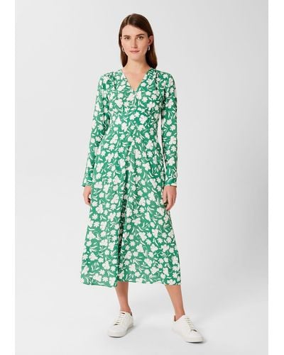 Hobbs Allison Floral Fit And Flare Dress - Green