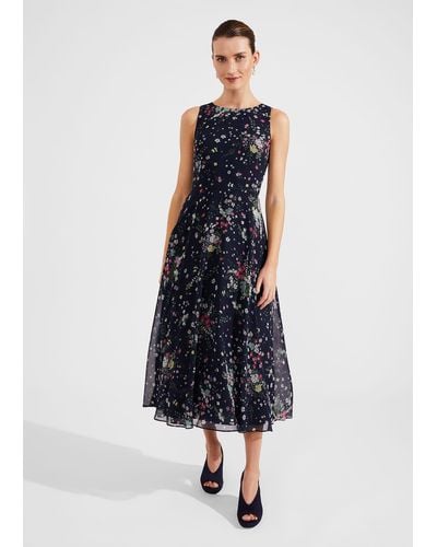Hobbs Carly Floral Fit And Flare Dress - Blue