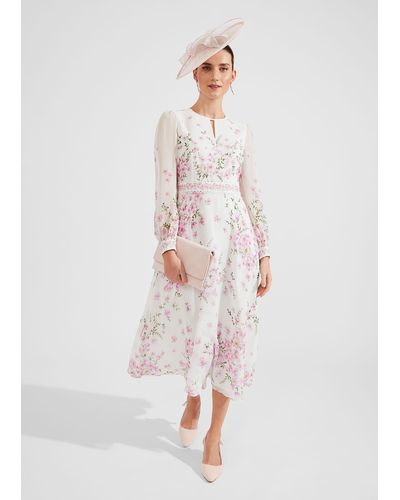 Hobbs Skye Floral Silk Dress - White