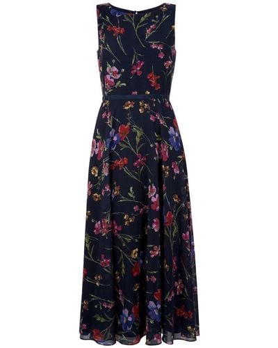 Hobbs Carly Sleeveless Floral - Print Maxi Dress - Blue