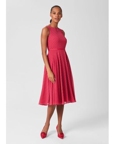 Hobbs Della Spot Fit And Flare Dress - Pink