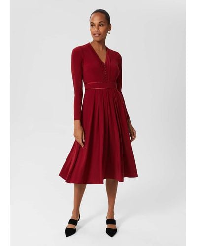 Hobbs Leslie Fit And Flare Dress - Red