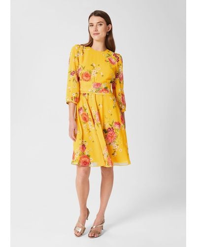 Hobbs Jasmina Floral Fit And Flare Dress - Yellow