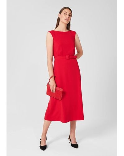 Hobbs Eloise Crepe Midi Dress - Red