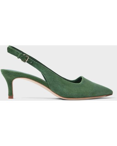 Hobbs Kiera Suede Kitten Heel Slingbacks Court Shoes - Green