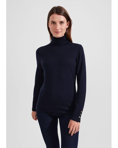 Hobbs Lara Merino Wool Roll Neck Sweater - Blue