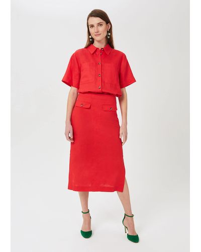 Hobbs Georgiana Linen Skirt - Red