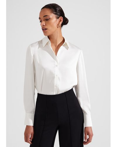 Hobbs Macie Satin Shirt - White