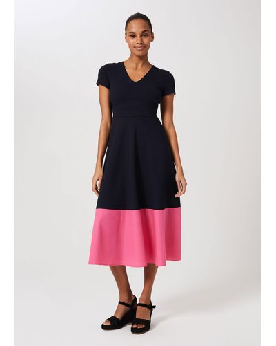 Hobbs Evangeline Jersey Colourblock Midi Dress - Blue