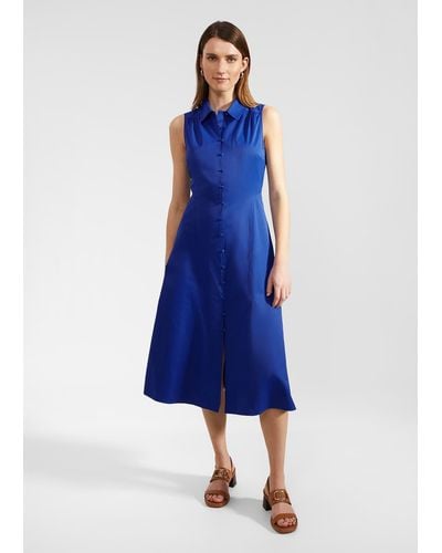 Hobbs Cathleen Dress With Cotton - Blue