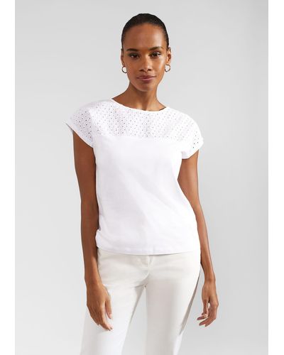 Hobbs Thea Cotton Broderie Top - White