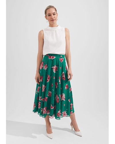 Hobbs Carly Floral A Line Skirt - White