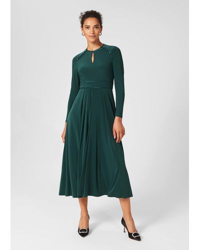 Hobbs Marylise Jersey Fit And Flare Dress - Green