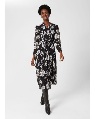 Hobbs Orla Floral Jacquard Midi Dress - Black