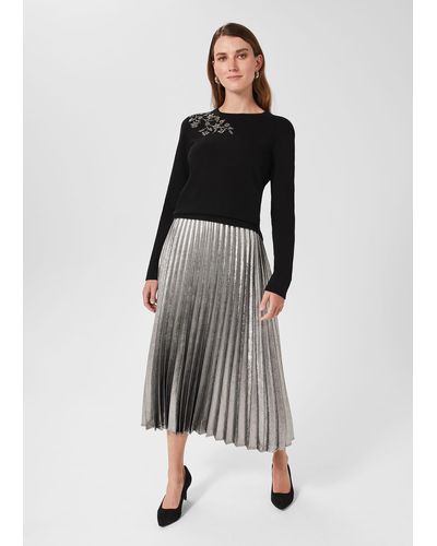 Hobbs Annabella Pleated Skirt - Metallic