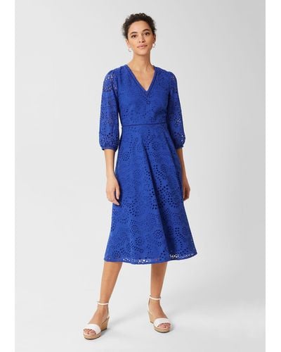 Hobbs Rhea Broderie Dress - Blue
