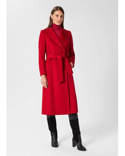 Hobbs Olivia Wool Wrap Coat - Red