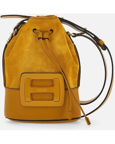 Hogan H-bag Bucket Bag With Drawstring, Yellow, - Bags