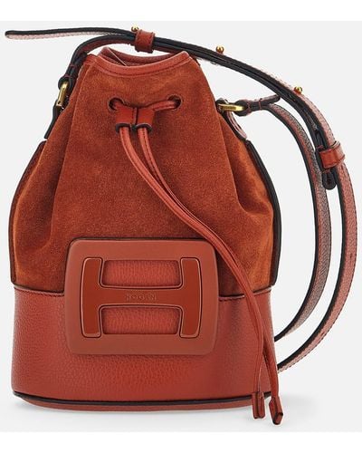 Hogan H-bag Bucket Bag With Drawstring, Orange, - Bags