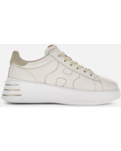 Hogan Sneakers in tessuto glitterato con dettagli ondulati h - Bianco