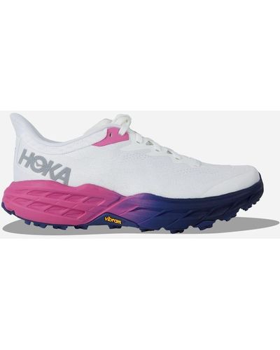 Hoka One One Speedgoat 5 Johannes Klaebo Chaussures pour Homme en White/Phlox Pink Taille 48 | Trail - Bleu