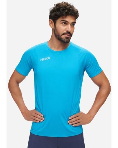 Hoka One One T-shirt à manches courtes Glide pour Homme en Diva Blue Taille L | T-Shirts À Manches Courtes - Bleu