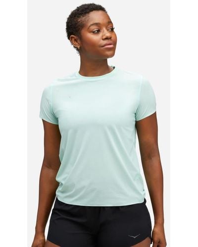 Hoka One One Haut de running Airolite pour Femme en Cloudless Taille L | T-Shirts À Manches Courtes - Blanc