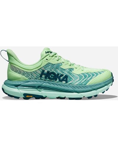 Hoka One One Mafate Speed 4 Chaussures pour Femme en Lime Glow/Ocean Mist Taille 36 | Trail - Vert