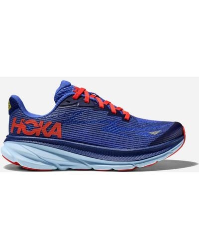 Hoka One One Clifton 9 Chaussures pour Enfant en Bellwether Blue/Dazzling Blue Taille 38 2/3 | Route - Bleu