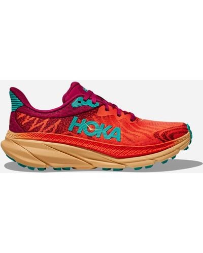 Hoka One One Challenger 7 Chaussures pour Homme en Flame/Cherries Jubilee Taille 41 1/3 | Route - Rouge