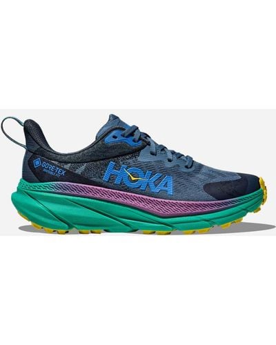 Hoka One One Challenger 7 GORE-TEX Chaussures pour Femme en Real Teal/Tech Green Taille 38 | Trail - Bleu