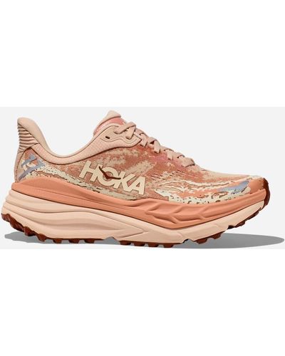 Hoka One One Stinson 7 Chaussures pour Femme en Cream/Sandstone Taille 38 | Trail - Rose