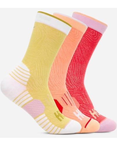 Hoka One One Lot de trois paires de chaussettes de running mi-hautes Chaussures en Cerise/Papaya/Aura Taille XL - Multicolore