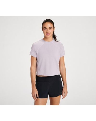 Hoka One One T-Shirt aus mittelschwerer Merinowollmischung Schuhe für Damen in Lilac Marble Größe L | Gelände - Blau