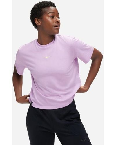 Hoka One One T-shirt à manches courtes Graphic pour Femme en Violet Bloom Taille S | T-Shirts À Manches Courtes