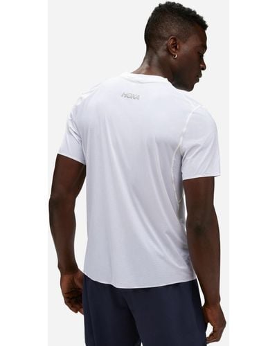 Hoka One One Haut de running Airolite pour Homme en White Taille L | T-Shirts À Manches Courtes - Blanc